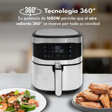 MASTERPRO Foodies| Freidora de aire | XXL | 6 Litros | 1680W | 8 Funcionalidades | Libro de Cocina Incluido