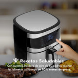 MASTERPRO Foodies| Freidora de aire | XXL | 6 Litros | 1680W | 8 Funcionalidades | Libro de Cocina Incluido