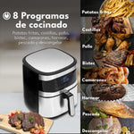 MASTERPRO Foodies| Freidora de aire | XXL | 6 Litros | 1680W | 8 Funcionalidades | Libro de Cocina Incluido