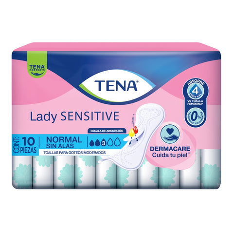 TENA Lady Sensitive Normal Sin Alas 10 piezas