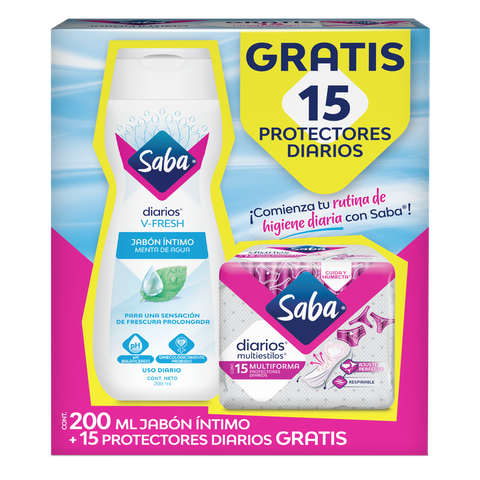 Saba Jabón Intimo Fresh 200ml + Protectores Diarios Multiforma 15s