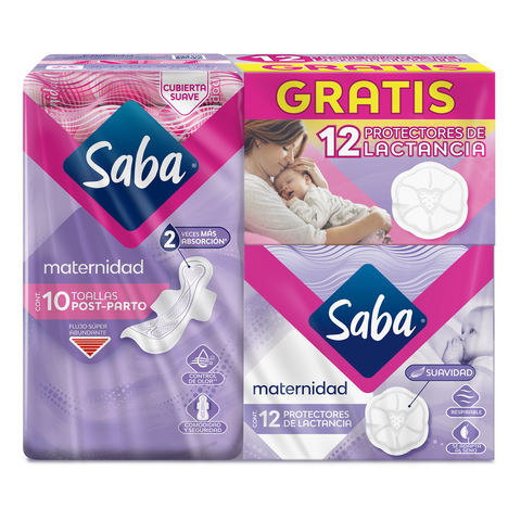 Saba Toallas Maternidad 10s + Protectores maternidad 12s