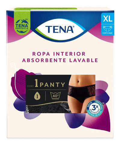 Ropa Interior Lavable Tena Corte Bajo Negro Talla Xl 1 Pz