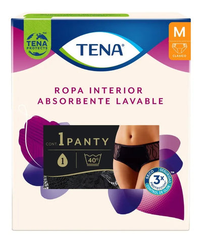 Ropa Interior Lavable Tena Corte Clásico Negro Talla M 1 Pz