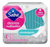 Caja C/36 Saba Diarios Multiestilos Ultradelgados 28 Pz